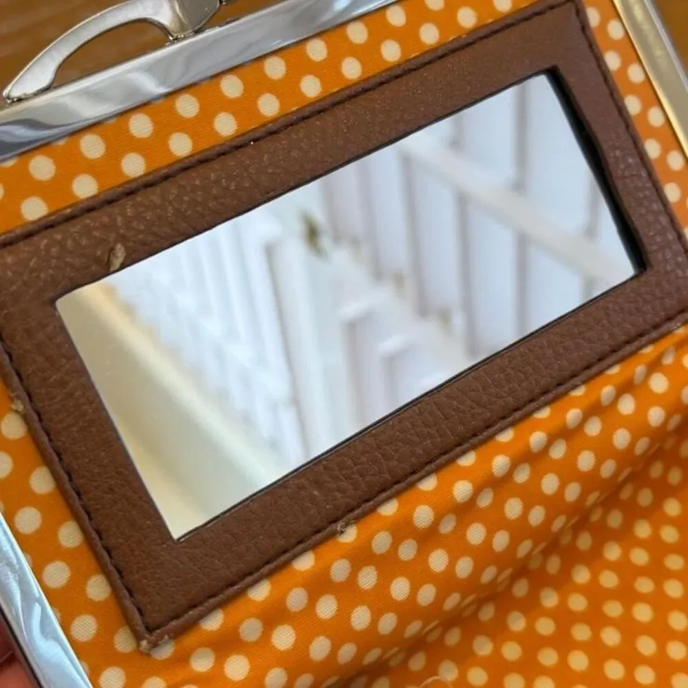 NWT Vintage Fossil Multicolored Pattern Cosmetic Case Bag with Mirror